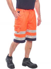 High-visibility polyester-cotton shorts
